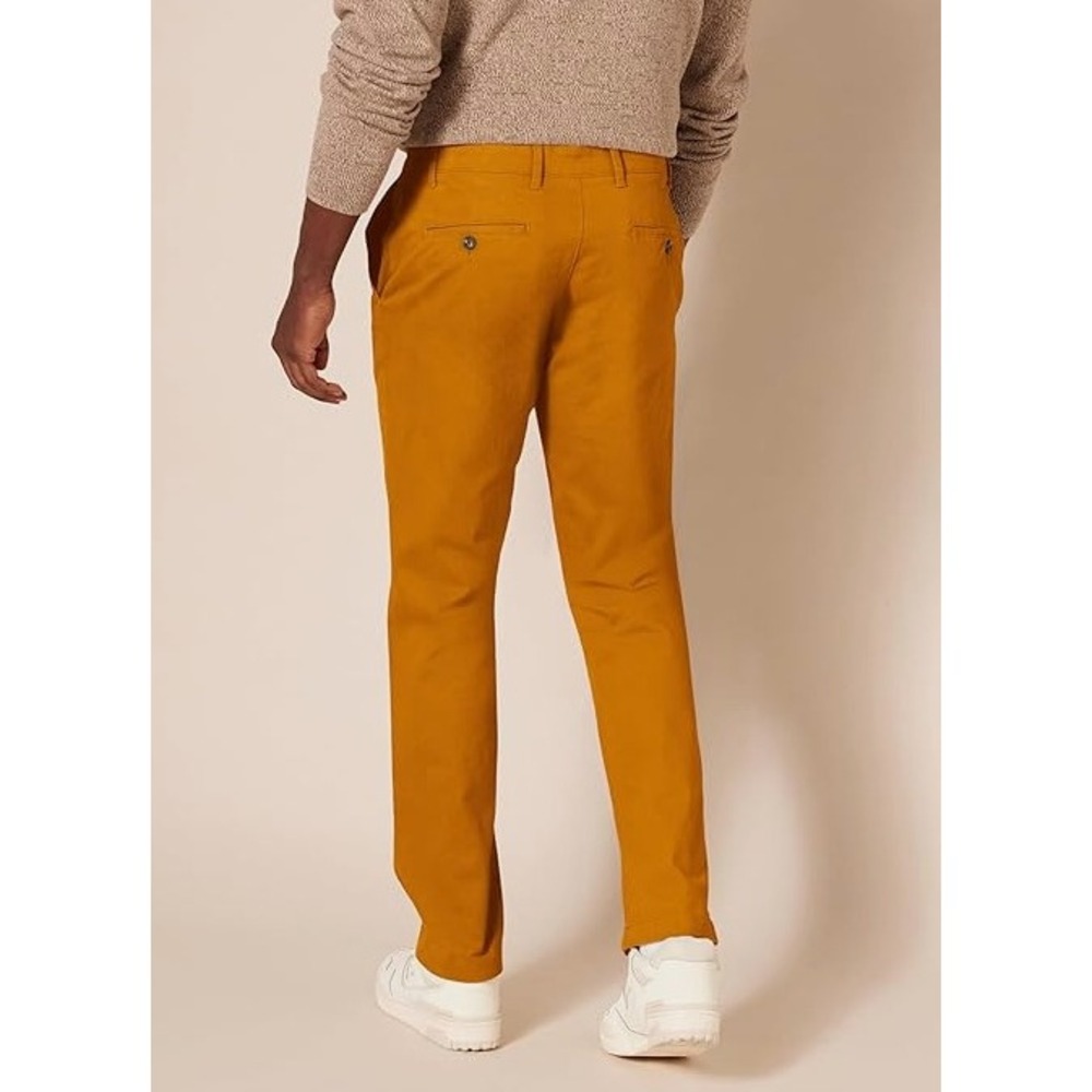 Amazon Essentials Chino Pant Mens 36x32 Nutmeg Slim-Fit All-Day Stretch NWT